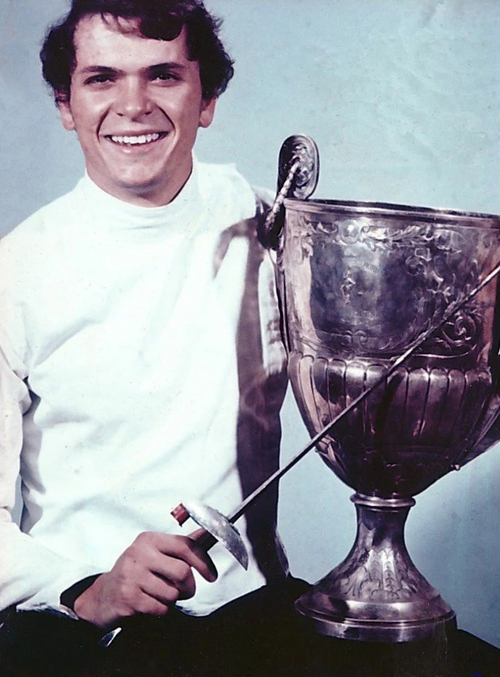 Executive Producer Carl Borack with the Men's Foil National Champion's trophy in 1969. At the time, he was the youngest-ever national champion.