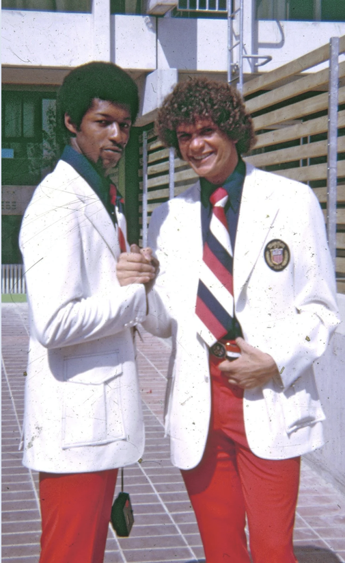 Executive Producer Carl Borack with U.S. fencer and teammate Tyrone Morse Simmons at the 1972 Munich Olympic Games.