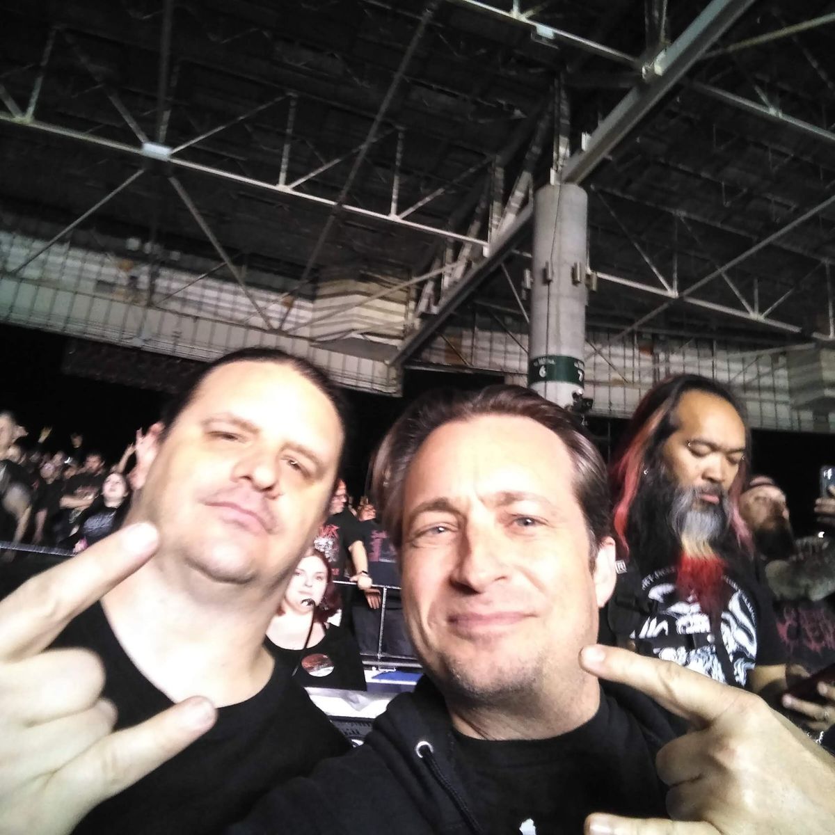 Producer Christopher Petzel and Cannibal Corpse's George "Corpsegrinder" Fisher at the Slayer Farewell Tour