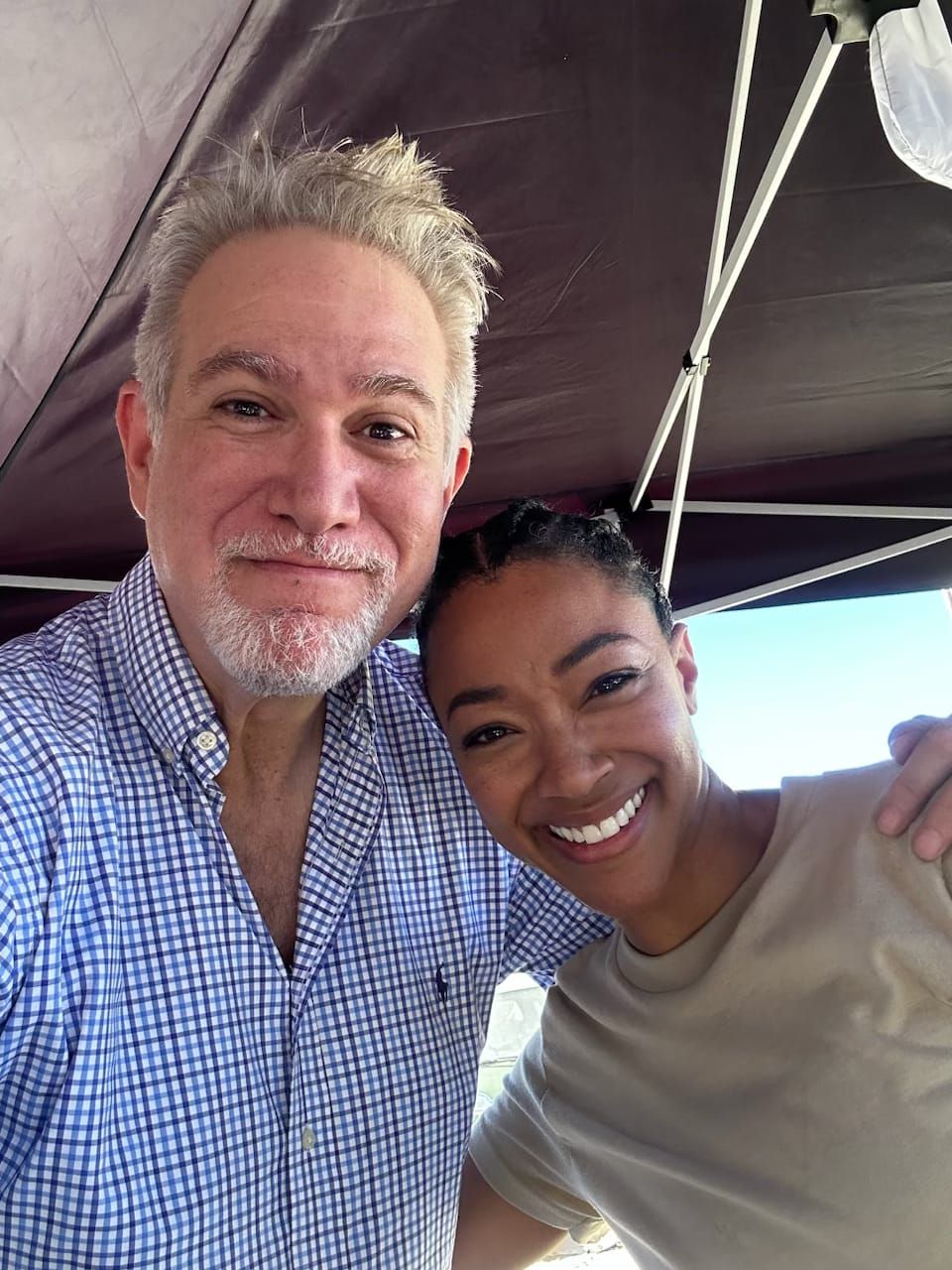 Producer David Baxter and Sonequa Martin-Green on the set of "My Dead Friend Zoe."