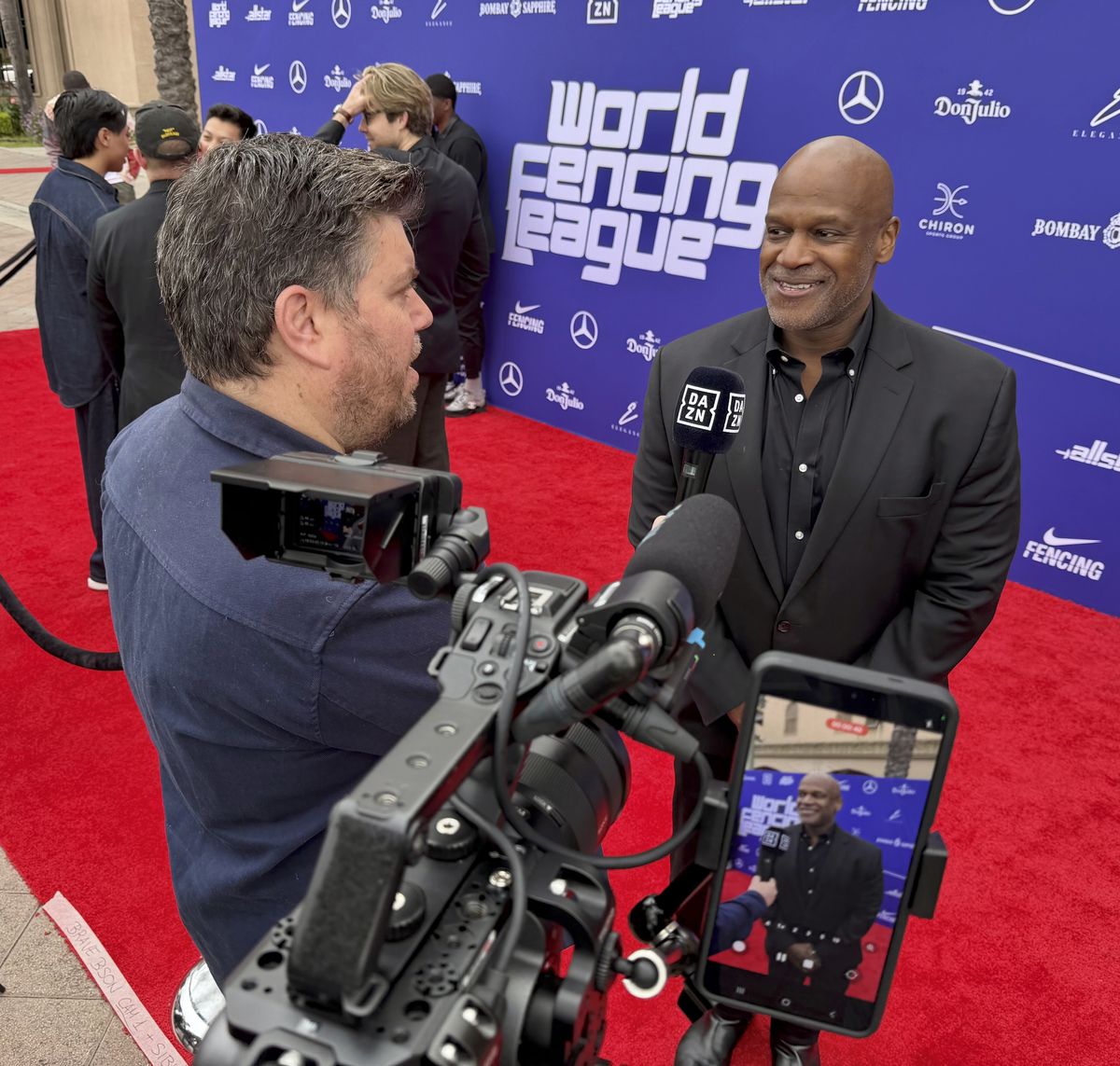 Writer Director Rob Edwards at the World Fencing League Debut Event at the Shrine Auditorium in Los Angeles.